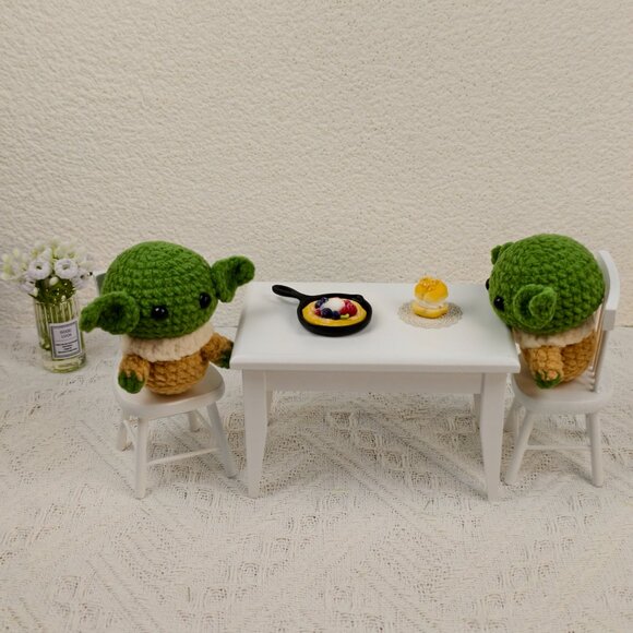 Handmade Amigurumi Crochet Yoda Plushie - Picture 2 of 6